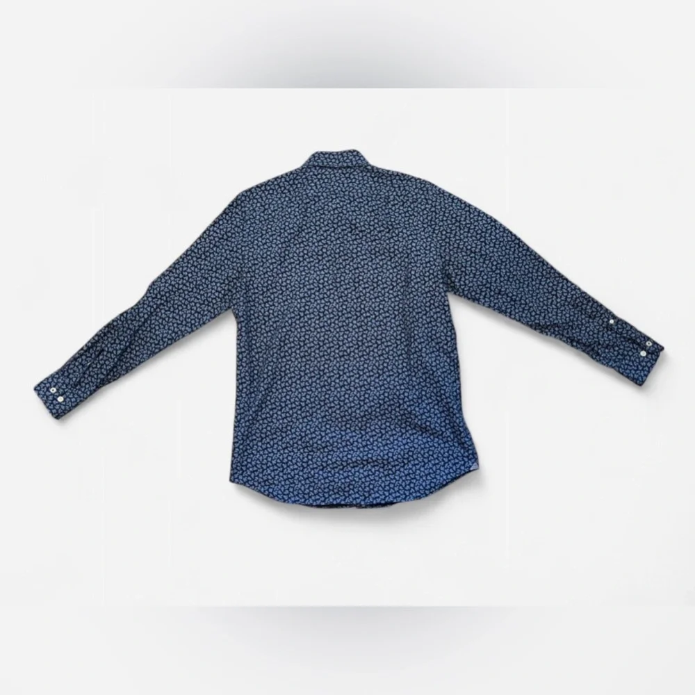 Banana Republic Blue Patterned Men's Shirt Standard Fit Non-Iron Size M
